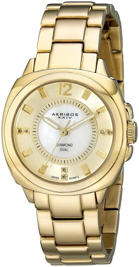 Akribos XXIV Dameklokke AK668YG Hvit/Gulltonet stål Ø32 mm