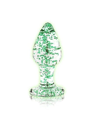 Shots Toys - Ouch! Ouch! Glow in the Dark: Glass Butt Plug, small