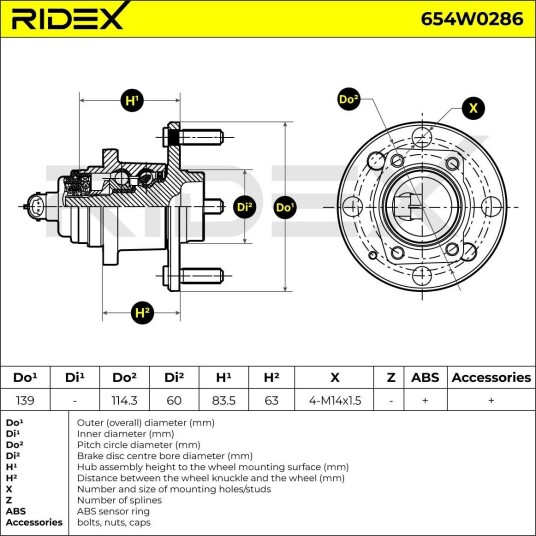 RIDEX 654W0286 Hjullager RIDEX 654W0286 Hjullager