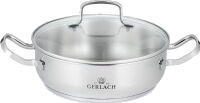 Gerlach Enkel Gryte med lokk lav 24cm, 2L Gerlach Enkel Gryte med lokk lav 24cm, 2L