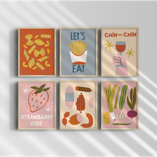 Plakat Let's Eat Collection / Sett av 6