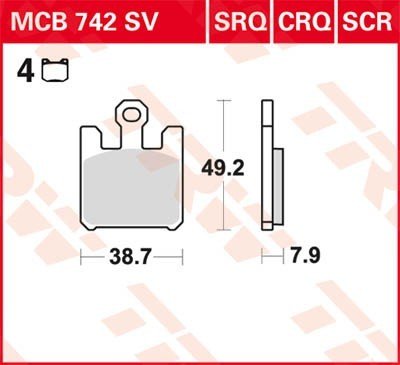 Bremseklosser TRW MCB742SV