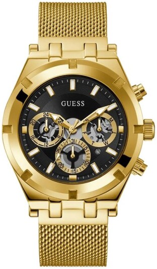 Guess Herreklokke GW0582G2 Continental Sort/Gulltonet stål Ø44 mm