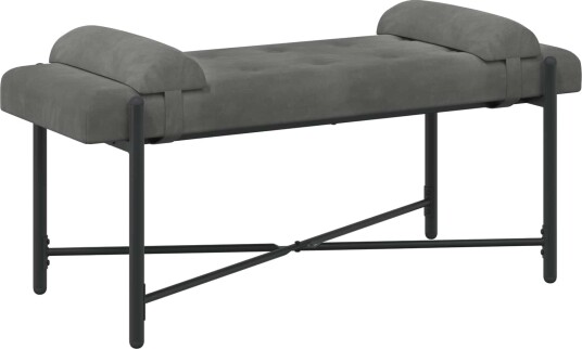 vidaXL Knappet tuftet benk med puter Mørkegrå 110 x 40 x 46 cm Fløyel