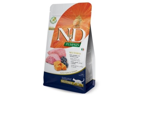 Farmina N&D Pumpkin Cat Lamb And Blueberry Neutered Adult Tørfoder Til Kattekillinger 1.5 kg