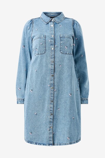 Zizzi Denimkjole Jalena L/s Blk Dress Blå Zizzi Denimkjole Jalena L/s Blk Dress Blå