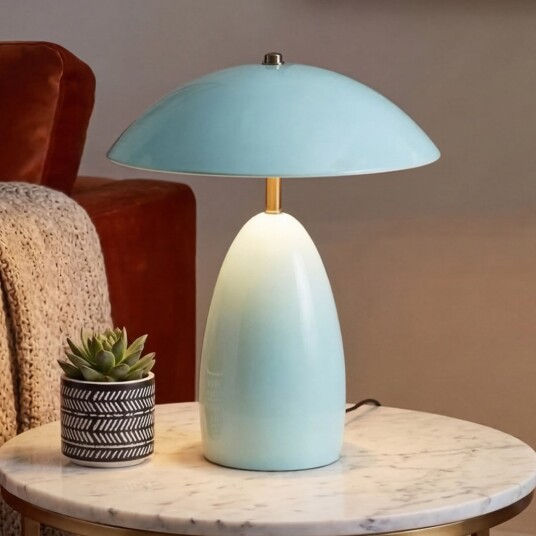 Bordlampe Elstead Poppy dimmbar Blå Stue Aluminium Vintage 30.5 35.2 Blå