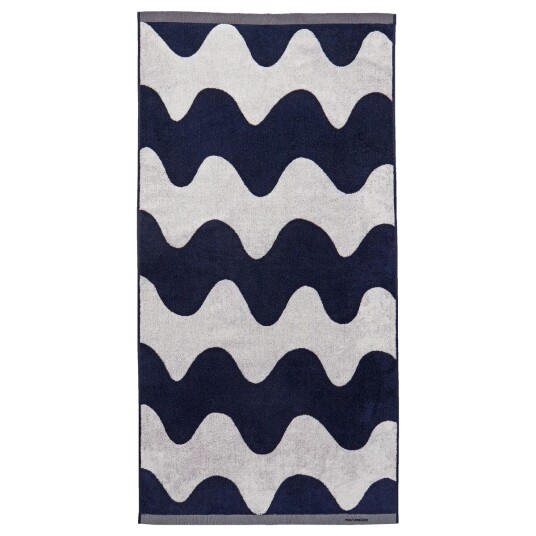Marimekko Lokki håndkle mørkeblå-hvit 70 x 140 cm