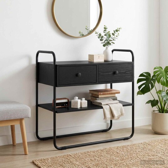 vidaXL Konsollbord Svart eik 80 x 40 x 75 cm Konstruert tre
