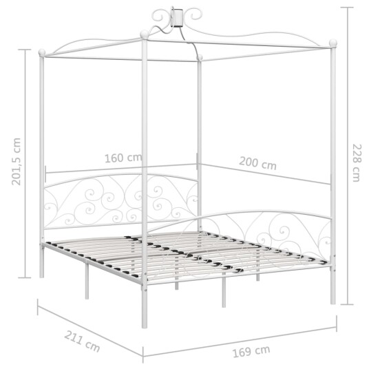 vidaXL Himmelsengeramme hvit metall 160x200 cm vidaXL Himmelsengeramme hvit metall 160x200 cm