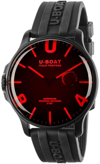 U Boat Herreklokke 8466 Darkmoon Sort/Gummi Ø44.8 mm