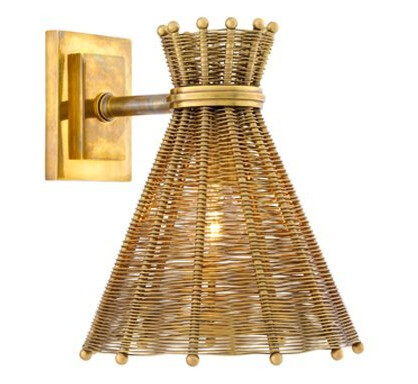 Kon Tiki vägglampa antik mässing