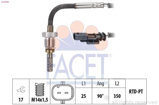 FACET 22.0243 Sensor, eksostemperatur FACET 22.0243 Sensor, eksostemperatur