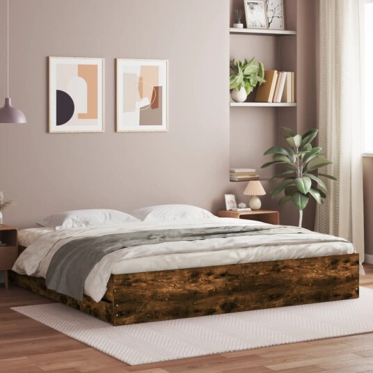 Sengeramme med skuffer røkt eik 160x200 cm konstruert tre 8721012244801