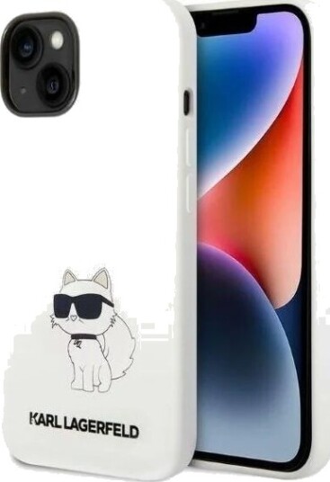 Karl Lagerfeld Choupette silikon mobildeksel for iPhone 14 Plus - hvit