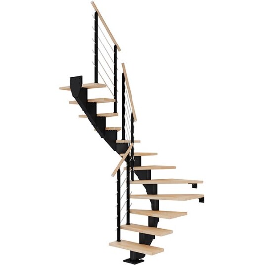 Dolle Hamburg U-trapp Svart-design-oljeret Bøk-75-14 - Loddret Høyde 277 322 Cm