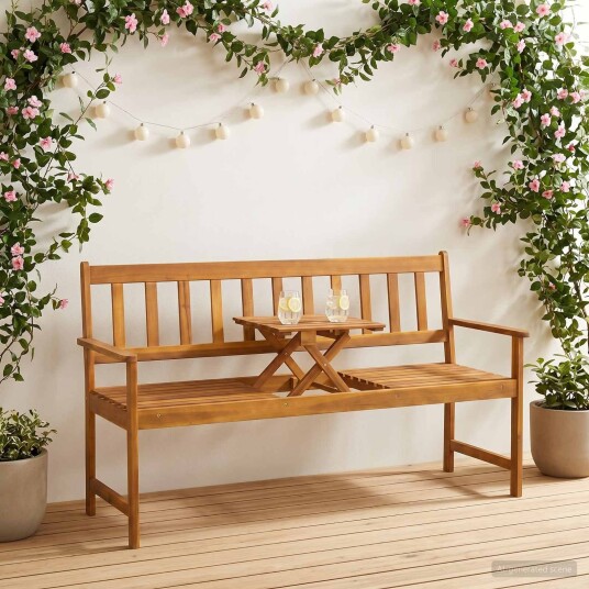 vidaXL Hagebenk 158 x 55 x 89 cm Solid akasietre Naturlig Rektangulær