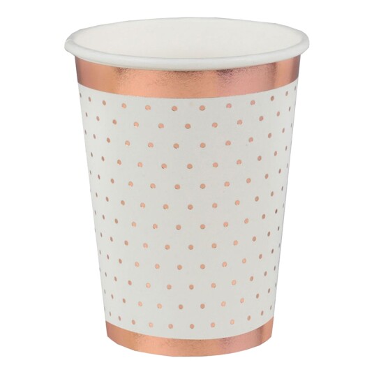 Santex Pappkopper Prikkete Roségull - 10-pakning