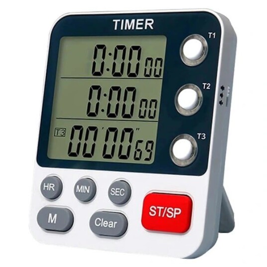/NN/Digital Dobbel Kjøkkentimer 3 Kanaler Teller Opp/Ned Timer Matlagingstimer Stor Skjerm Høyt Volumalarm og Blinkende hvit