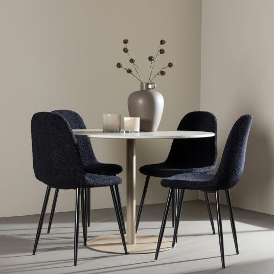 Spisegruppe Venture Home Lycke Ø110 med 4 stk Polar Stoler Teddy