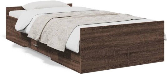 Sengeramme med skuffer brun eik 90x190 cm konstruert tre 8721102620010