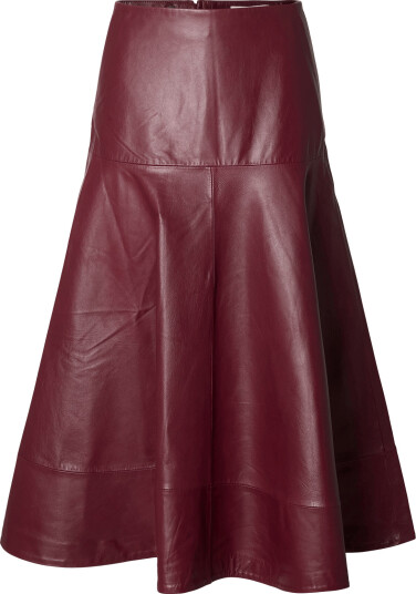 Selected Slwolympia Hw Leather Midi Skirt Burgundy 34
