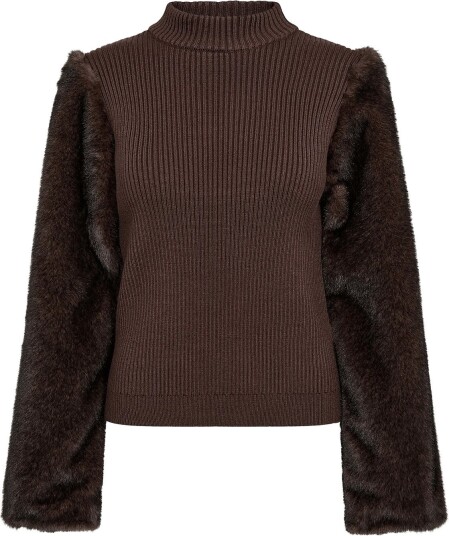 Co" Couture Elisabethcc Fur Mix Rib Knit DARK BROWN M