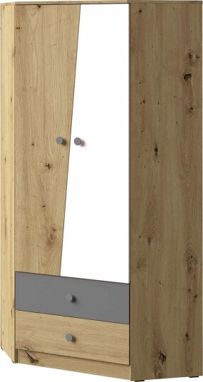Nero Garderobe 87 cm - Natur/Hvit/Grå