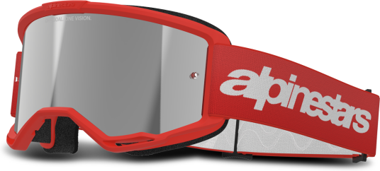 Alpinestars Crossbriller Vision 3 Wordmark Rød-Mirror Silver