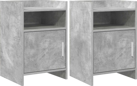 Nattbord 2 pcs Betonggrå 40 x 36 x 60 cm Konstruert tre