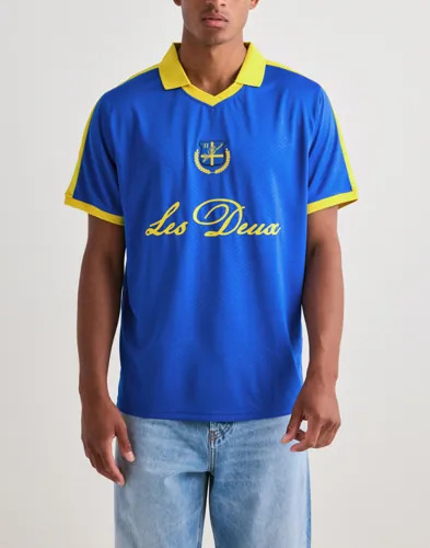Les Deux Sweden Football Jersey Kortermet poloskjorte Blå