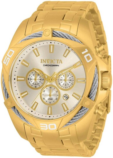 Invicta Herreklokke 34121 Bolt Sølvfarget/Gulltonet stål Ø50 mm