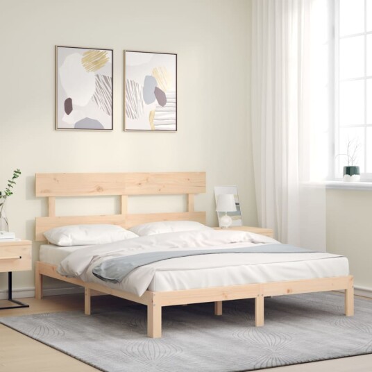 vidaXL Sengeramme med hodegavl 160x200 cm heltre 8720845987114