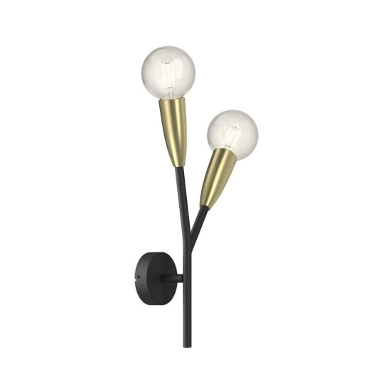 Lucande Carlea vegglampe, 2 lysk. svart messing