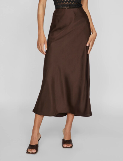Vila Viellette Hw Midi Skirt - Noos - Brown - 36