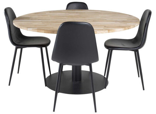 Venture Design Cirebon & Polar spisegruppe Natur/svart 4 st stoler & bord 140 cm