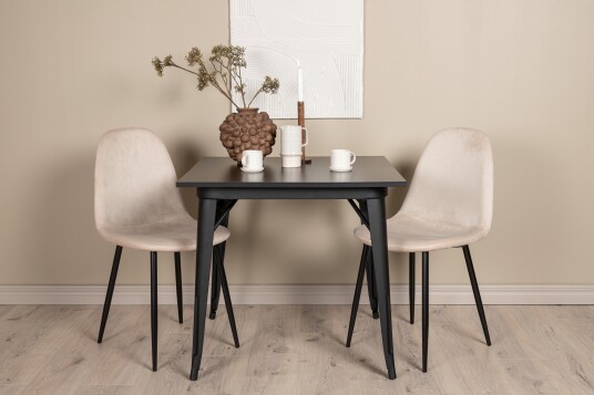 Venture Home Spisegruppe Tudera 80 cm Rektangulær med 2 Nicci Stoler Beige