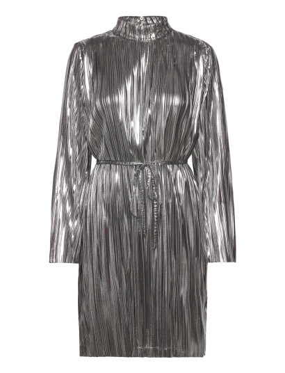 Selected Slfnaline Ls High Neck Short Plisse Dres Silver XS