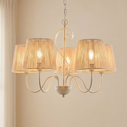 Lysekroner Lucande Eugenia dimmbar Beige Stue Papir / kartong 16 Beige