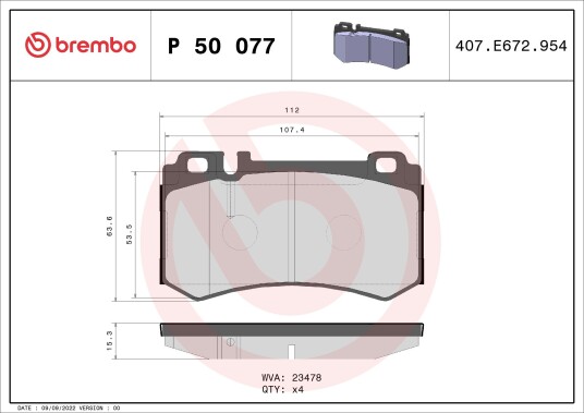 Bremseklosser BREMBO P 50 077 Bremseklosser BREMBO P 50 077