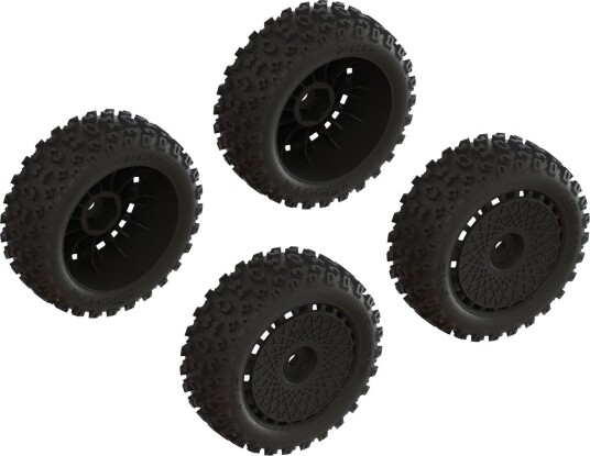 ARRMA ARA550114 DBoots 2-Ho Tire Set Glued Black