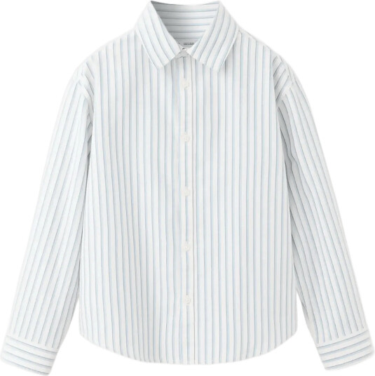 Mango 100% Cotton Shirt With Combined Stripes Blue 134