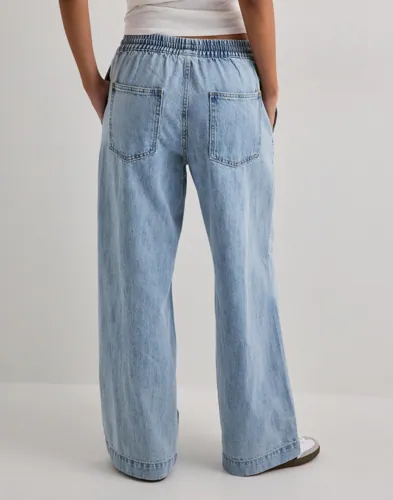 Pieces   Blå   Pcgeggo Mw Pull Up Denim Pants Bc