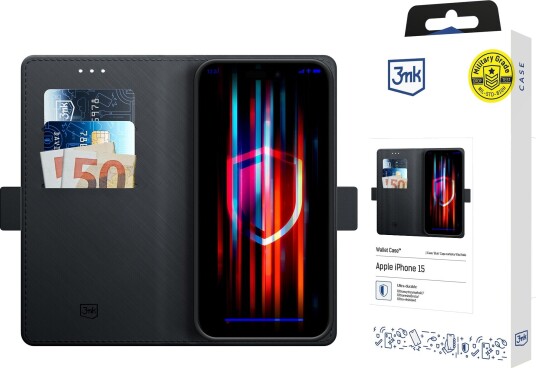 3mk lommeboketui til iPhone 15 – svart