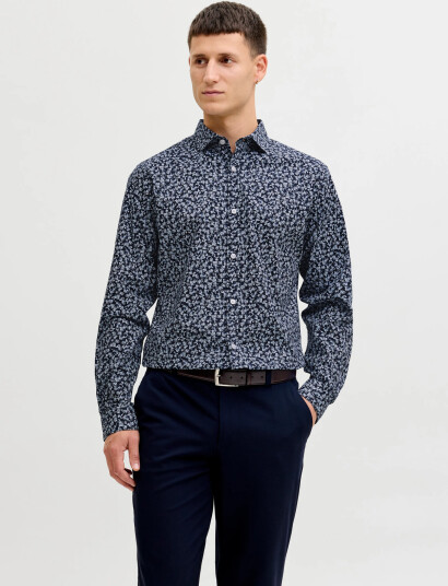 Jack & Jones Jprblablackpool Print Ls Shirt Navy M Jack & Jones Jprblablackpool Print Ls Shirt Navy M