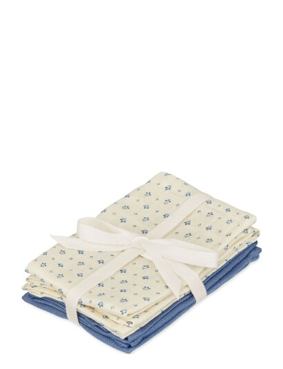 Cam Cam Copenhagen Wash Cloth, 4 Pack - Gots - Bows - Blue - 30X30CM