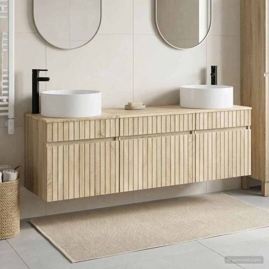 vidaXL Baderomsskapsett 3 stk. Sonoma eik 49 x 44,5 x 65,5 cm