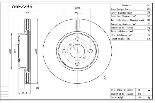 Bremseskive AISIN A6F223S