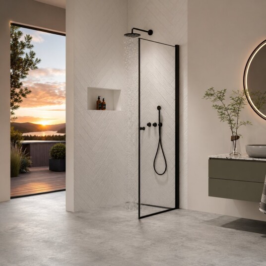 INNOVATION LUSSO DUSJDØR 70X195 CM, SORT, 8MM