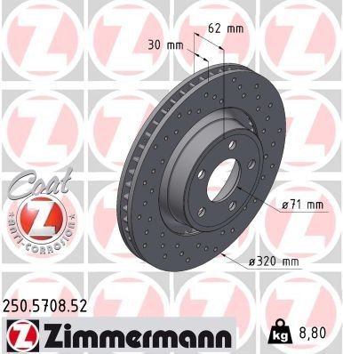 Bremseskive ZIMMERMANN 250.5708.52